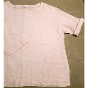 EILEEN FISHER Irish Linen Pink Shirt Women Size L